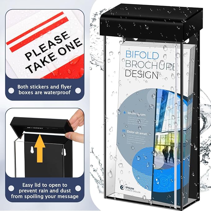 Remerry 1 Pcs Outdoor Brochure Holder 4 x 9 Inch Waterproof Wall Mount - Image 3