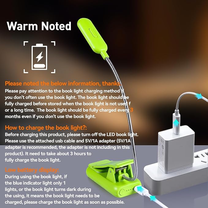VAVOFO Rechargeable Book Light for Reading in Bed Kids, 7 LED Reading Light - Image 5