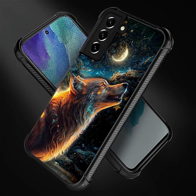 for Samsung Galaxy S21 Case, Star Cave Hungry Wolf Pattern Graphic Design Girl - Image 2