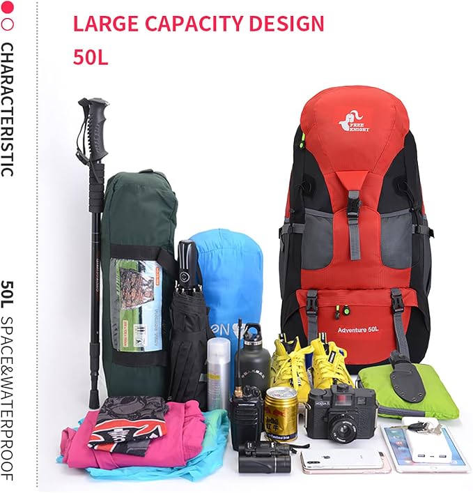 Bseash 50L Hiking Backpack, Water Resistant Lightweight Outdoor Sport Daypack - Image 9