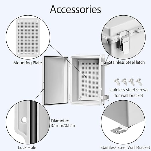 LeMotech Electrical Box, IP67 Waterproof Hinged Cover Stainless Steel Latch - Image 4