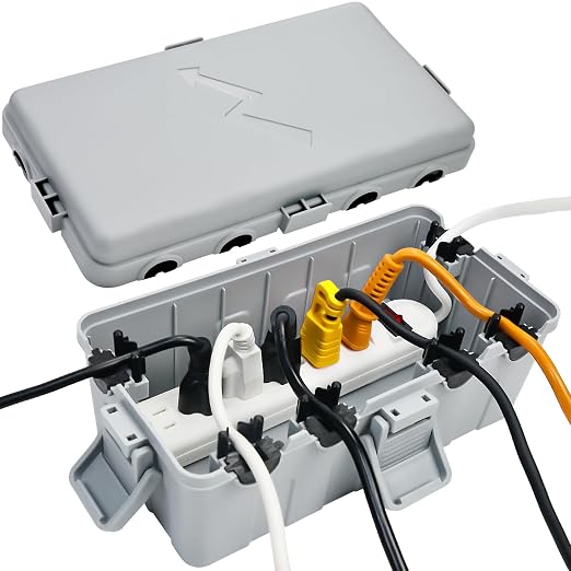 Hrensaw Medium Outdoor Electrical Box, IP54 Waterproof Extension Cord Cover w/6 by Hrensaw