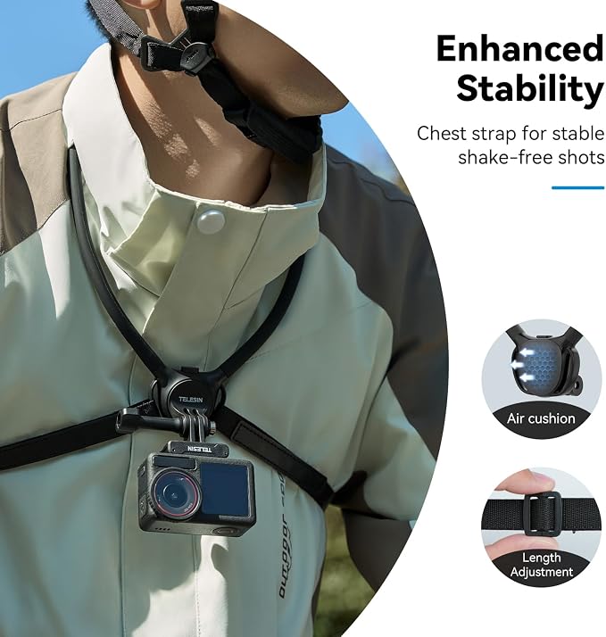 TELESIN Neck Mount SE 2.0 with Air Cushion, Adjustable Chest Strap and Neck - Image 2