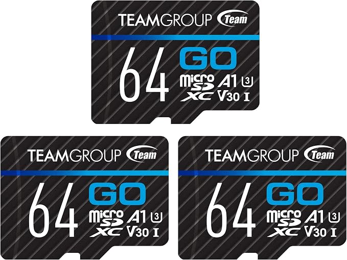 TEAMGROUP GO Card 64GB x 3 Pack MicroSDXC UHS-I U3 V30 4K by TEAMGROUP