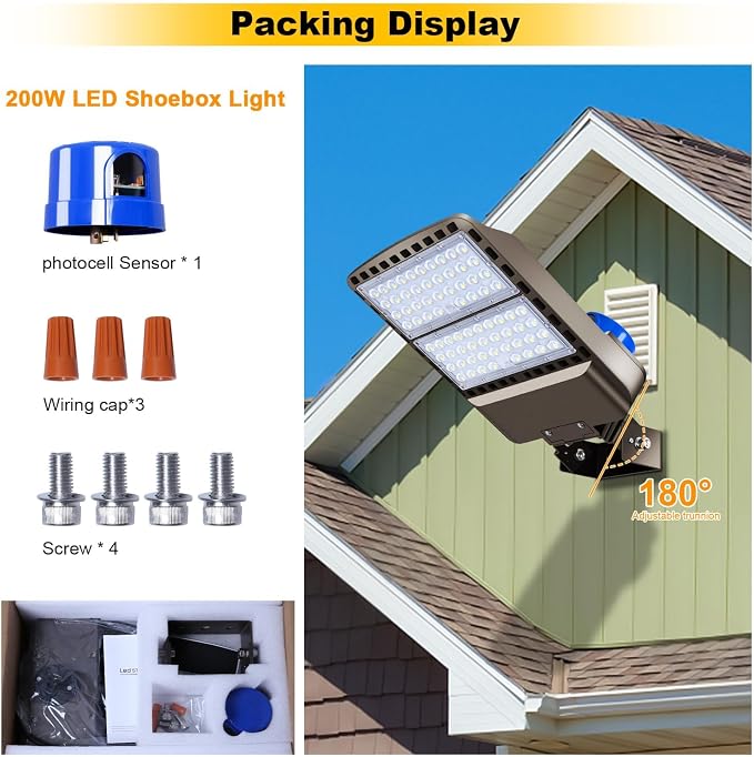 200W LED Parking Lot Light Outdoor, 28000LM Bright Dusk to Dawn Floodlights - Image 6