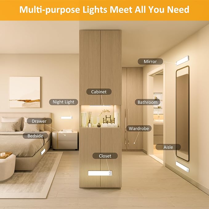 Motion Sensor Under Cabinet Lights, Magnetic Rechargeable Under Counter Closet - Image 8