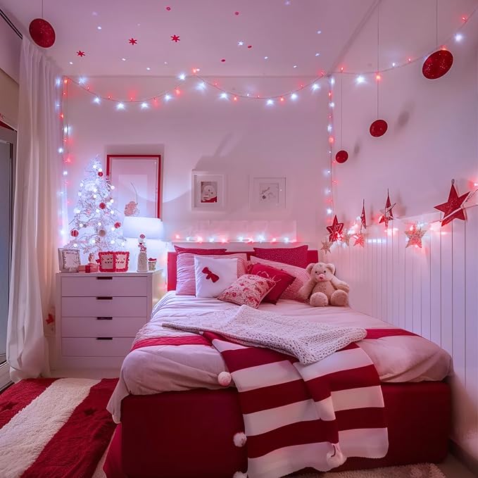 JMEXSUSS 132ft Red and White Christmas Lights Outdoor - Image 2