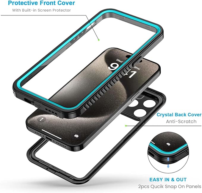 Lanhiem for iPhone 15 Pro Max Case, IP68 Waterproof Dustproof Shockproof Cases - Image 3