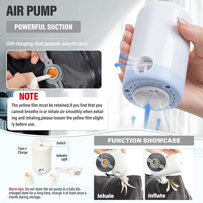 Vacuum Backpack Travel with Pump, Water Resistant Airbag Travel Backpack - Image 4