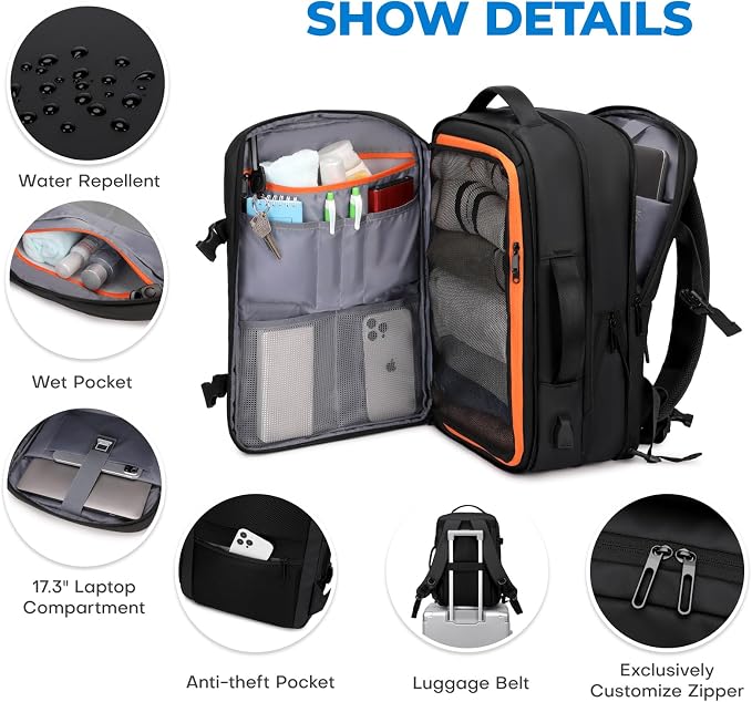 Rcrirth Carry On Travel Backpack - Image 4