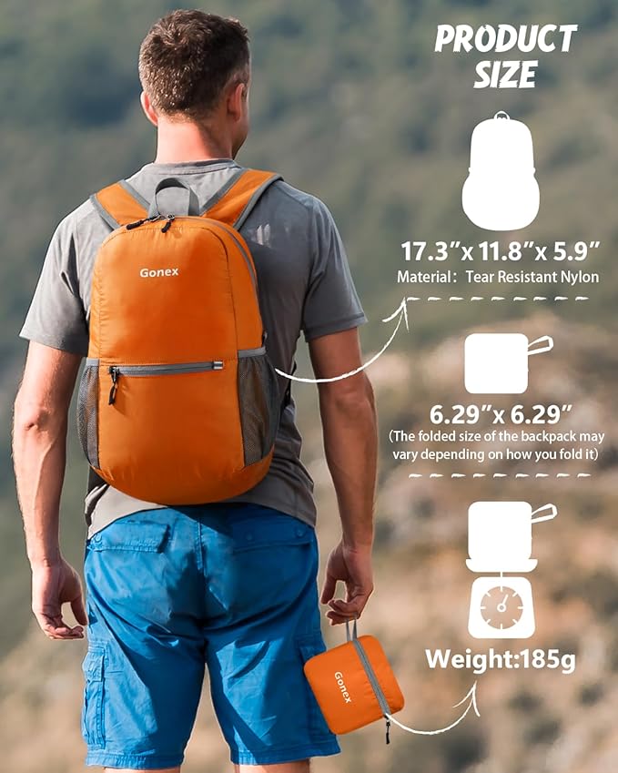 Gonex Ultra Lightweight Packable Backpack 20L Daypack Handy Foldable Camping - Image 3