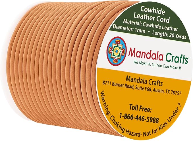 Mandala Crafts Round Genuine Camel Leather Cord by MandalaCrafts