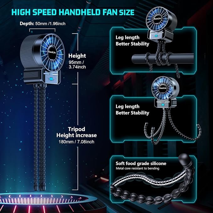 2 Pack Multifunctional Portable Stroller Fan 4 Speed 6600rpm High Speed Usb - Image 5