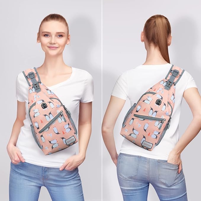 ZOMAKE Sling Bag, Penguin Pink, 5 Separate Compartments, Anti-Theft, Adjustable - Image 8