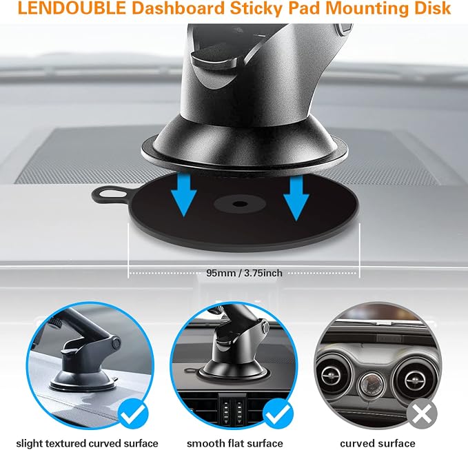 Dashboard Pad Mounting Disk for Suction Cup, 3.75” Large Plastic Extra Strong - Image 7