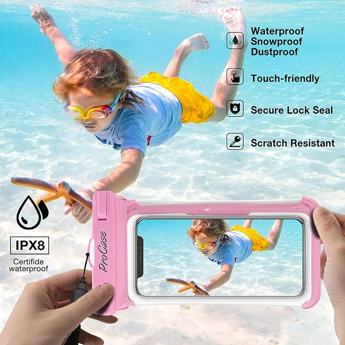 ProCase 2 Pack Waterproof Phone Pouch, Underwater Phone Case Up to 7", Dry Bag - Image 3