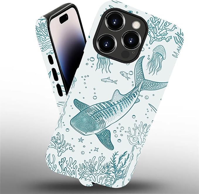 for iPhone 14 Pro Max Case, HH2 Ocean Whale Shark Hybrid 2 Layer Hard Shell - Image 2