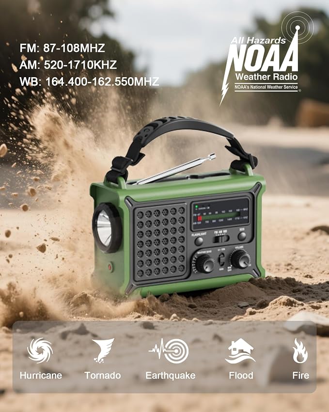 Emergency Weather Radio with Large Solar Panel, Efficient Hand Crank & Real - Image 7