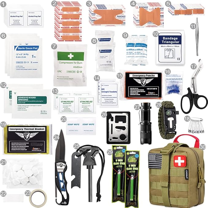 EVERLIT 250 Pieces Survival First Aid Kit IFAK EMT Molle Pouch Survival Kit - Image 3
