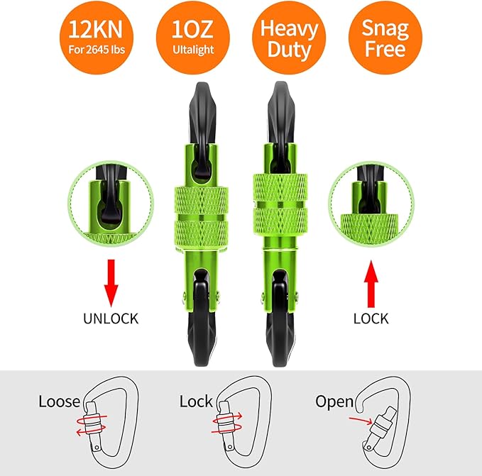 B-Mardi Carabiner Clips Heavy Duty 12kN-Lightweight Locking Carabiners - Image 3