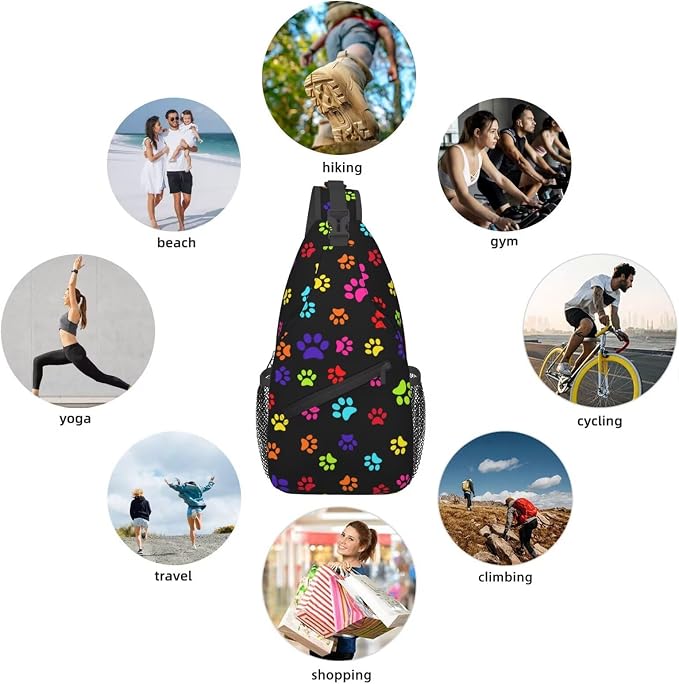 Colorful Paw Print Crossbody Sling Bags - Image 5