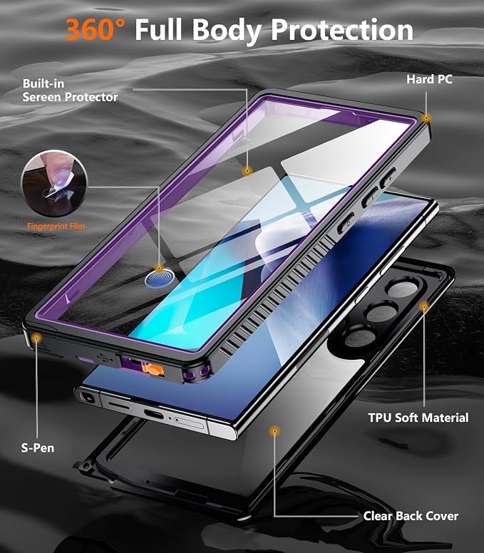 Temdan Designed for Samsung Galaxy S24 Ultra Case, Waterproof Built-in Lens & - Image 5