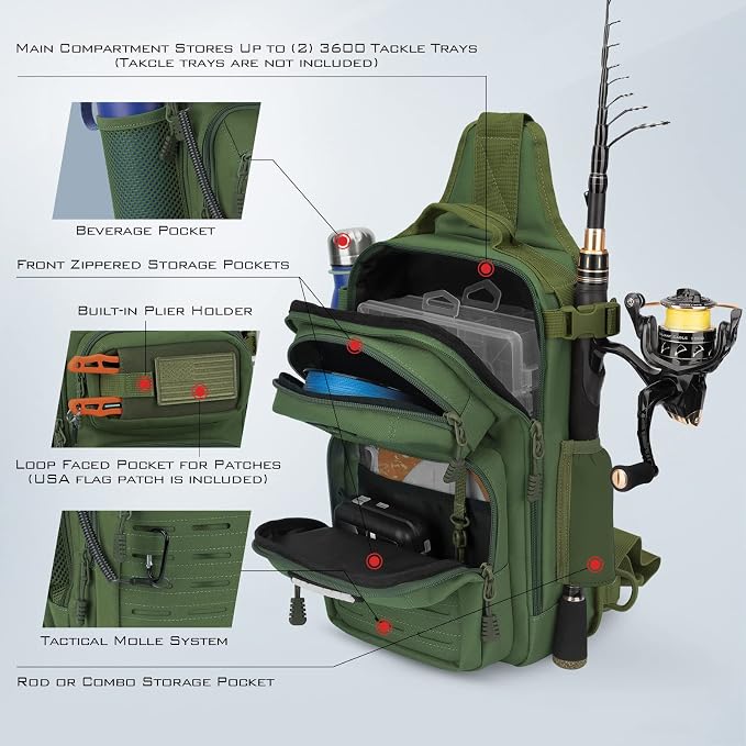 KastKing BlowBak Tactical Sling Tackle Bag-Lightweight Fishing Backpack Storge - Image 5