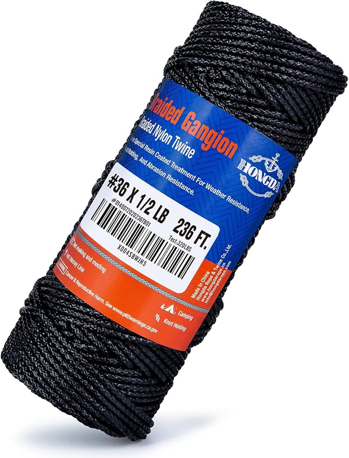 HONGDA Braided Tarred Bank Line Twine, 236 Feet #36, 2.2mm - Image 5