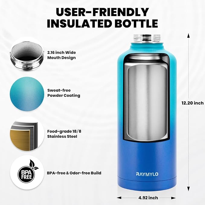 RAYMYLO Insulated Water Bottle 87 oz, Triple Wall Vacuum Stainless Steel - Image 5