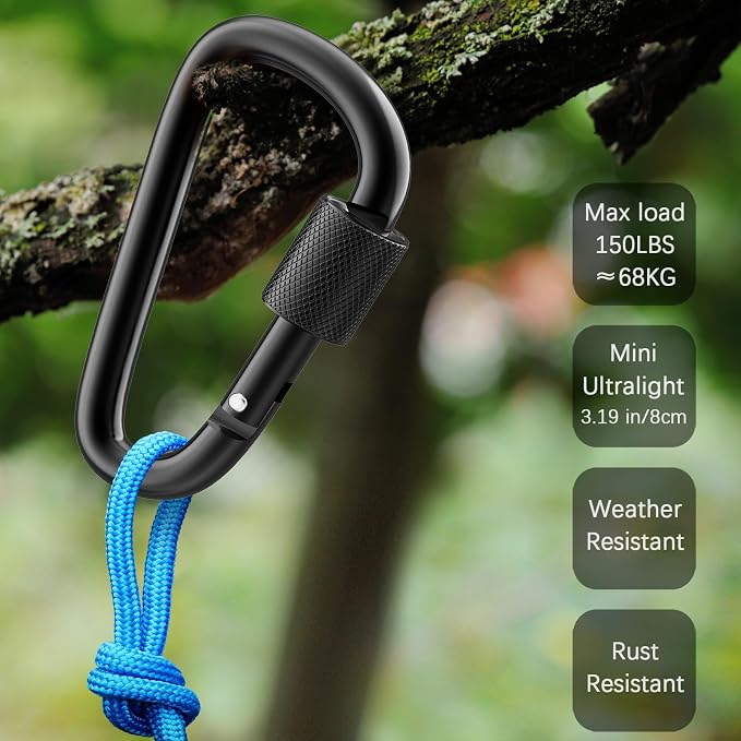 sprookber 3" Locking Carabiners | Keychain Carbineers D Ring Key Clip Spring - Image 5