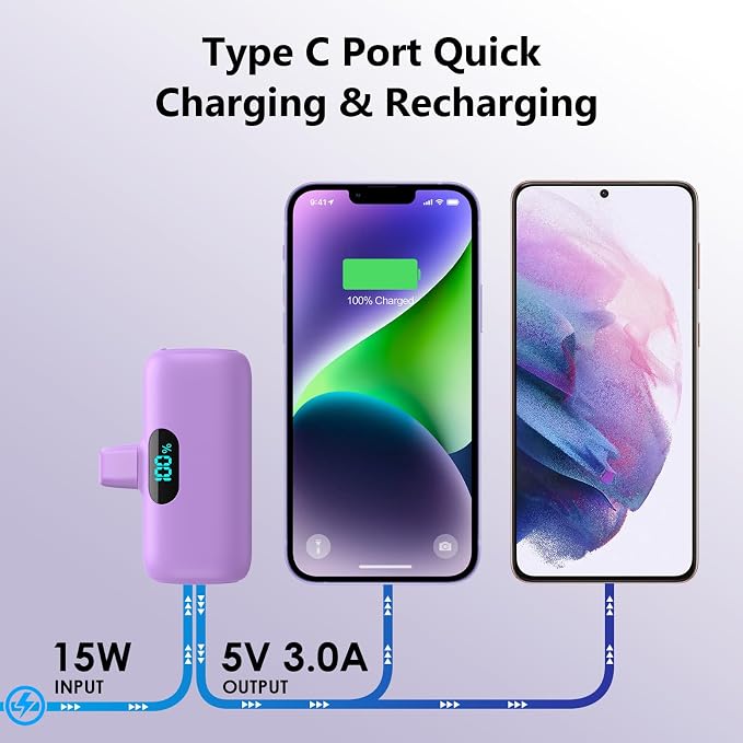 Mini Portable Charger for iPhone, Upgraded 5000mAh PD Fast Charging Battery Pack - Image 6