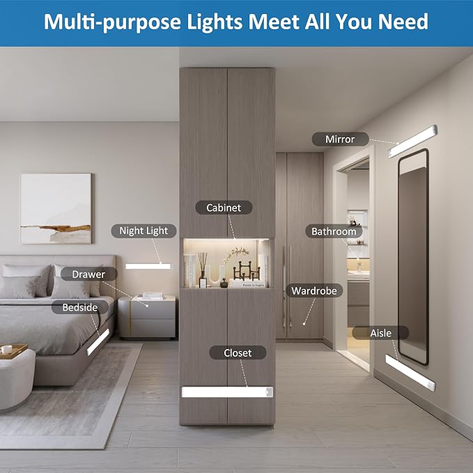15.9 inch Motion Sensor Under Cabinet Lights, Magnetic Rechargeable Under - Image 6