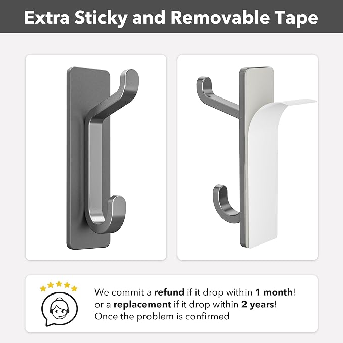 pickpiff Wall Hooks for Coat and Towel: 13LB Strong Adhesive Door Hanger Stick - Image 3