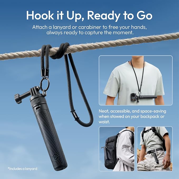 23.62" Action Camera Selfie Stick Tripod Stand w Neck Lanyard, ULANZI MT92 - Image 2