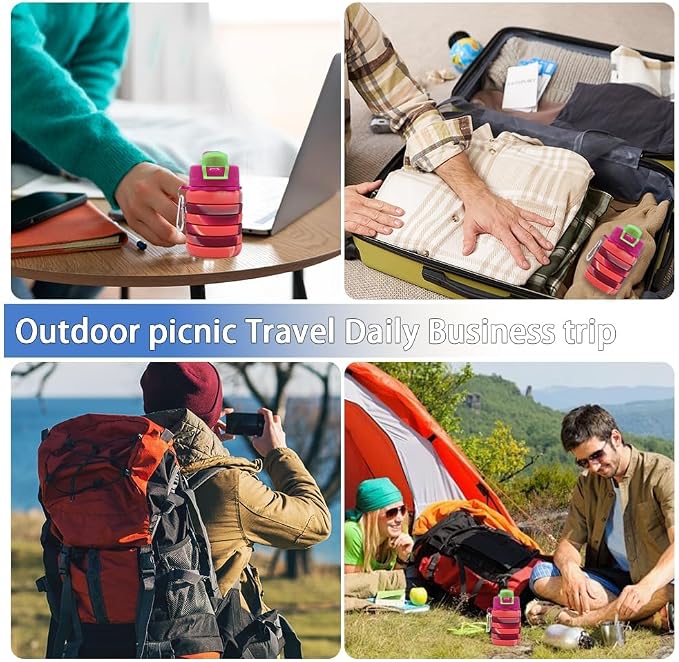 Silicone Collapsible Water Bottles, 16oz 500ml Portable Foldable Expandable - Image 7