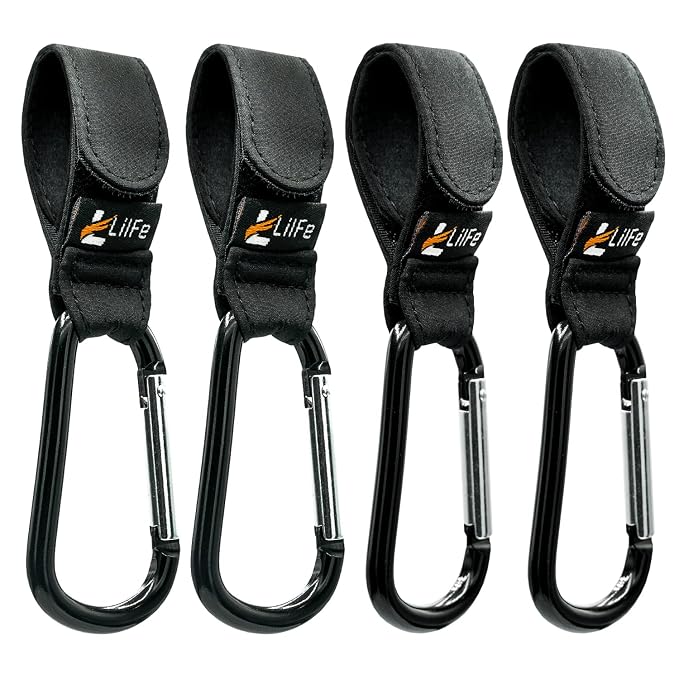 4 Pcs Baby Stroller Hooks for Hanging | Multipurpose Stroller Straps by LilFe