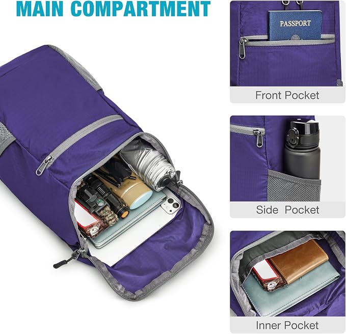 G4Free 11L Ultra Lightweight Backpack Small Foldable Rucksack Unisex Hiking Bag - Image 5