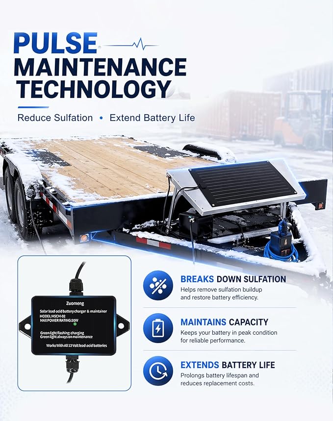 20W Solar Battery Maintainer & Trickle Charger, MPPT & Pulse Tech Solar Panel - Image 4