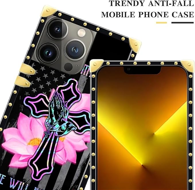 Compatible with iPhone 13 Pro Max Case, Praying Cross Hands Luxury Golden - Image 4
