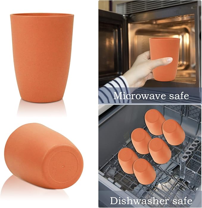 Wheat Straw Cups 6 PCS Good Alternative to Plastic Reusable Cups 12 oz - Image 6