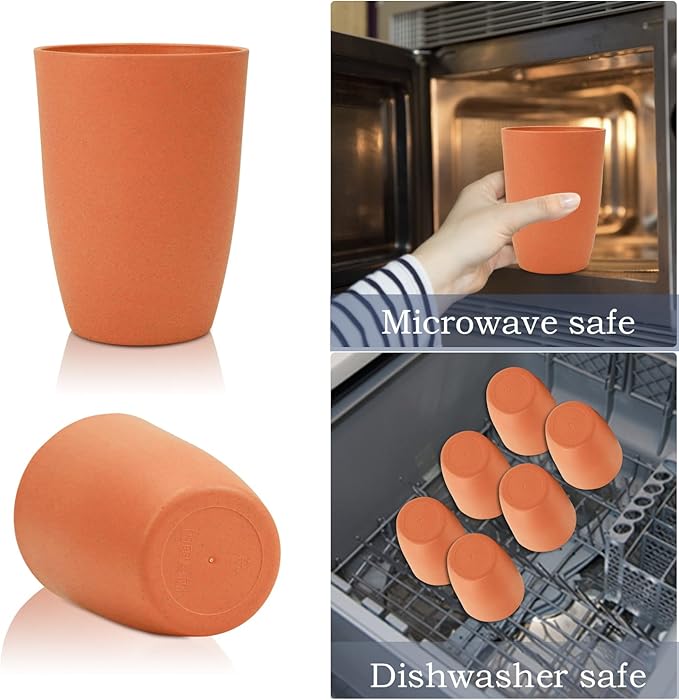 Wrova Wheat Straw Cups 6 PCS Good Alternative to Plastic Reusable Cups 20 oz - Image 5