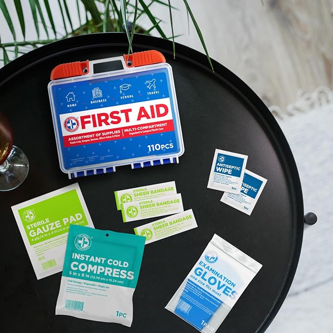 Be Smart Get Prepared 110 pc First Aid Kit: Clean, Protect Minor Cuts, Camping - Image 6
