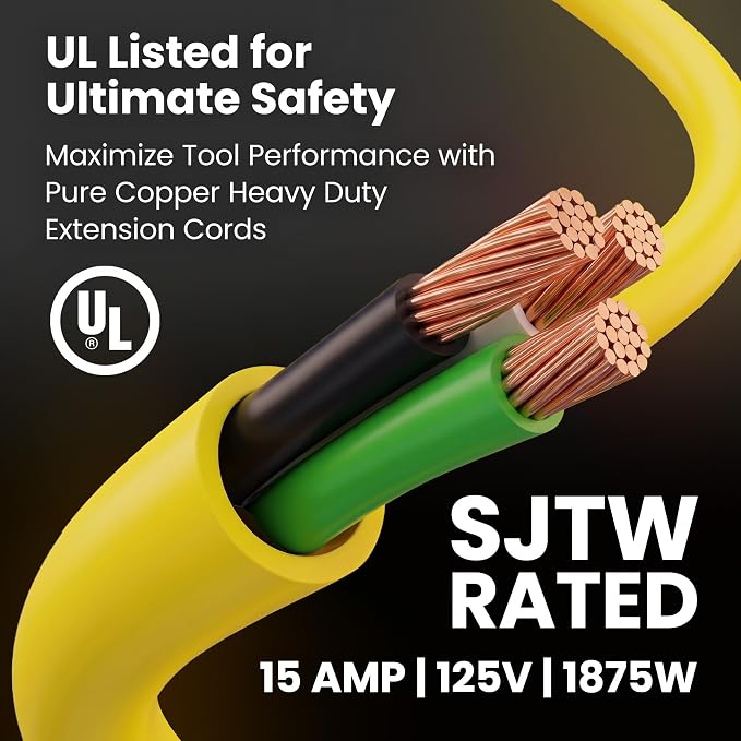 GEARit 100 Ft Extension Cords 10/3 Gauge Outdoor/Indoor SJTW 10 AWG 3 Prong - Image 2