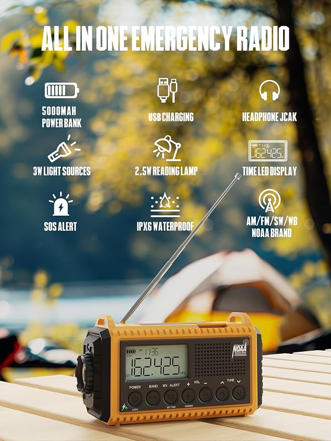 5000 Emergency Weather Radio- Portable Radio AM/FM/SW/NOAA - Image 3