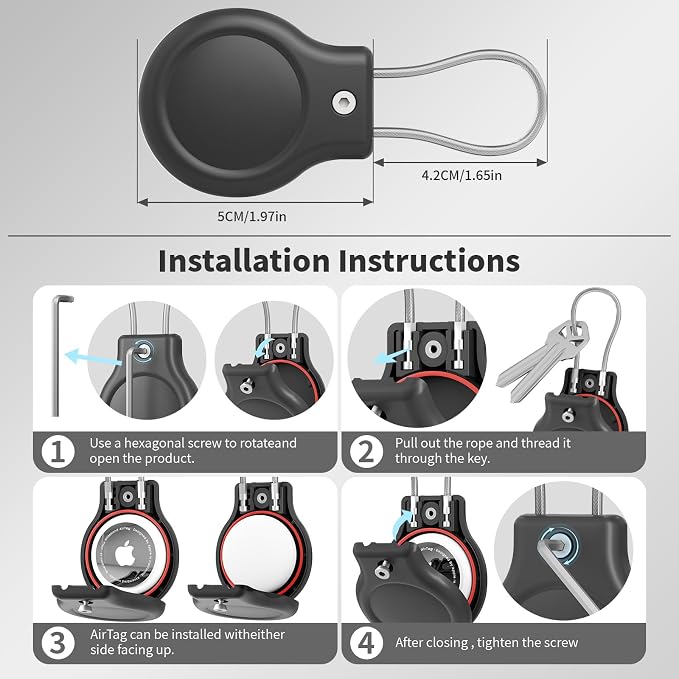 for AirTag Holder with Wire Cable, 4 Pack IPX8 Waterproof PC Hard Case - Image 5