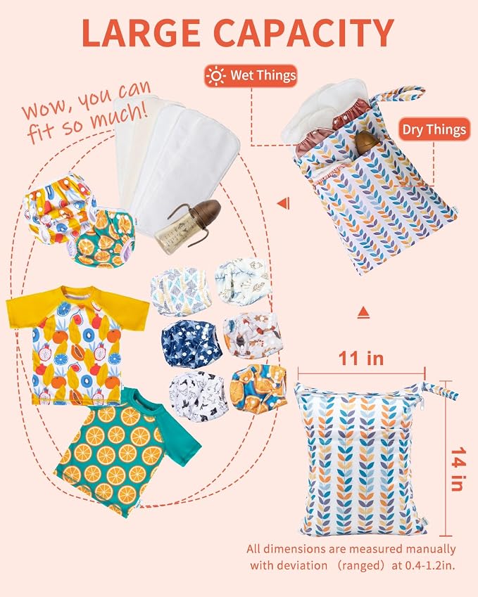 babygoal Wet Dry Bags for Baby Cloth Diapers, Washable Travel Bags, Gym Bag for - Image 5