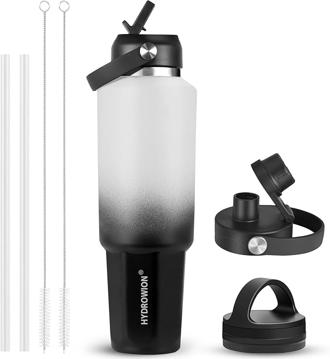 HYDROWION 40 oz Insulated Water Bottle, Car Water Bottle Holder by HYDROWION