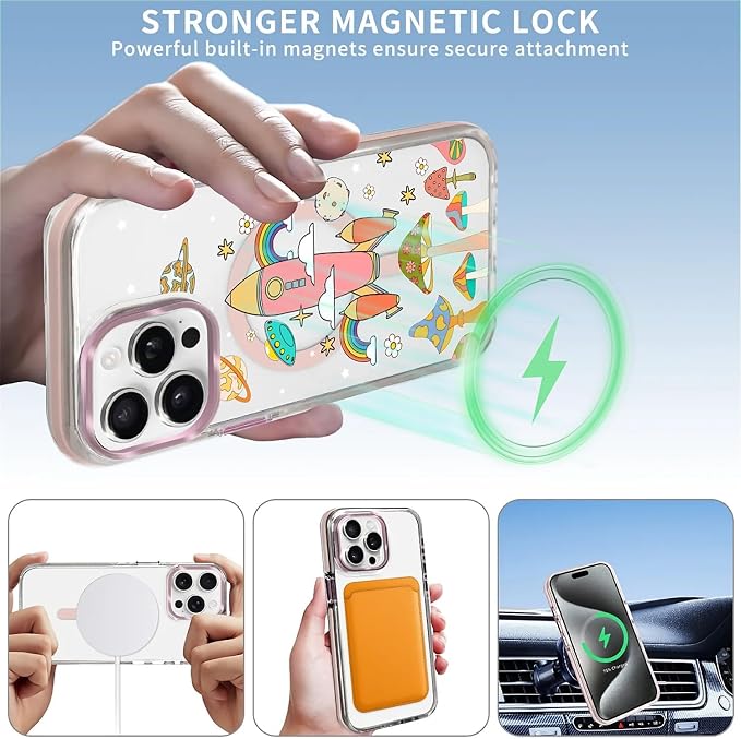 Case for iPhone 13 Pro Max, Spaceship Mushroom Phone Case Design，for Women - Image 3