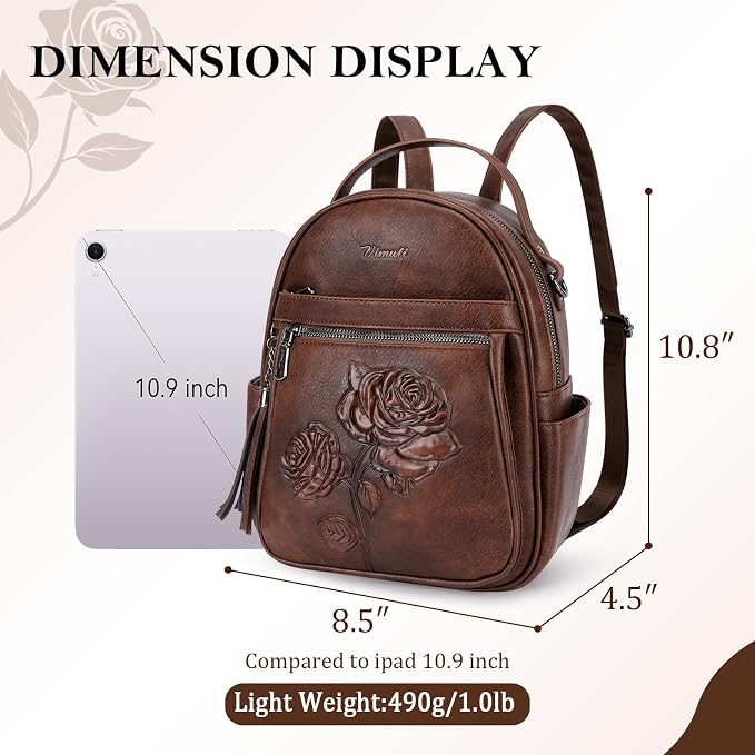 Mini Backpack Purse for Women, Embossed Leather Small Backpack Fashion Travel - Image 3