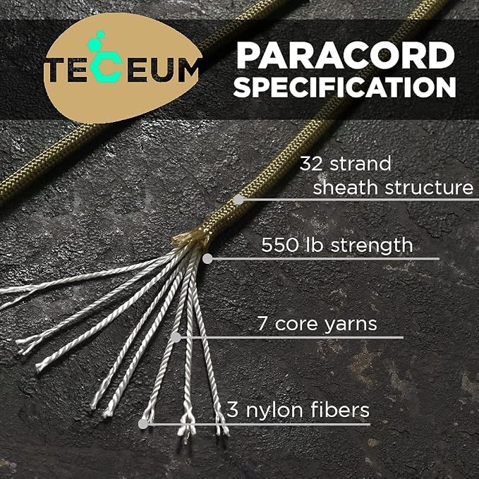 TECEUM 5/32" Paracord Rope 1000 – 1000ft / 200ft / 100ft / 50ft – Tactical - Image 2